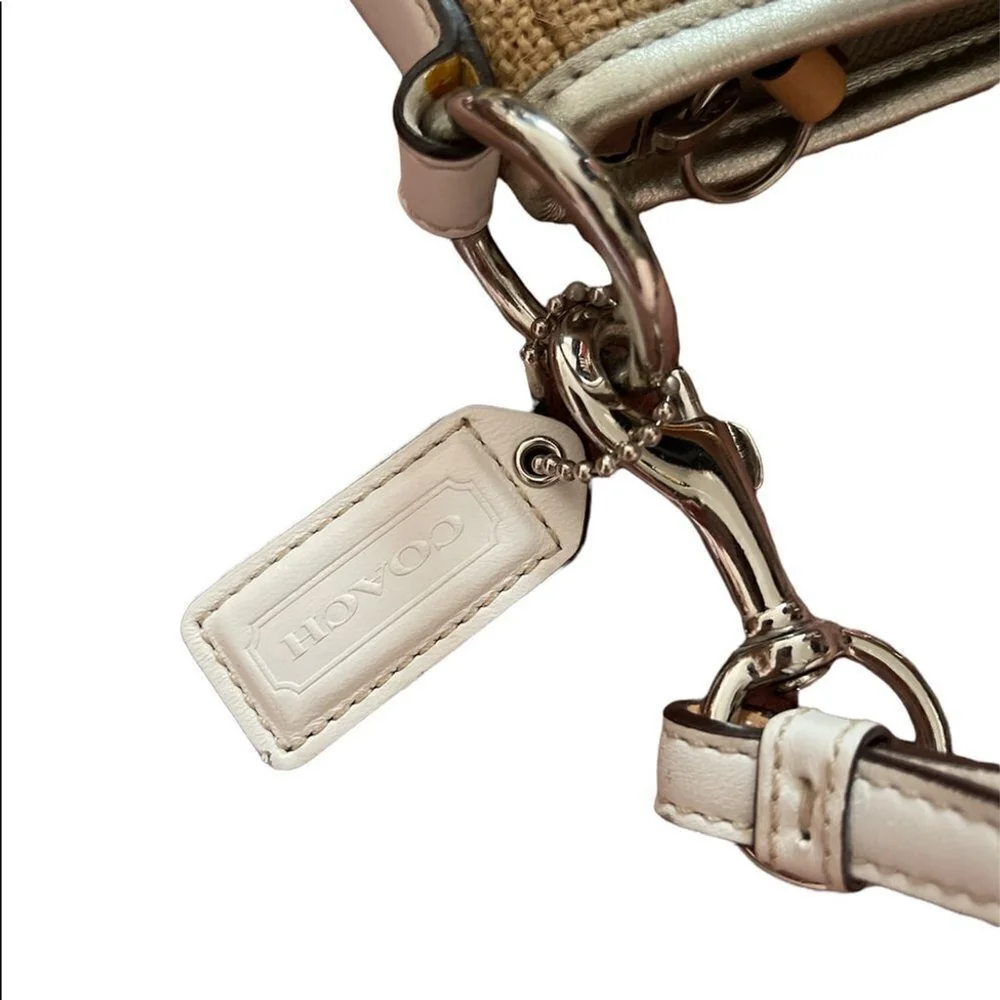 COACH | Cream Woven Flower & Bee Mini Shoulder Bag Purse - Picture 4 of 9